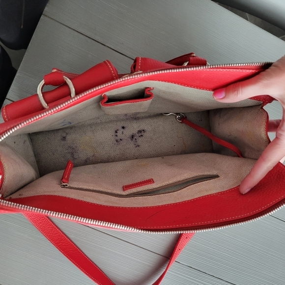 Dooney & Bourke Red Pebbled Leather Tote Bag Crossbody Purse Wallet - Picture 10 of 12